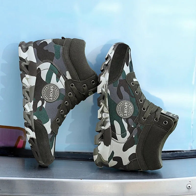 Green camouflage canvas women's sneakers with rubber sole showing size range 35-42