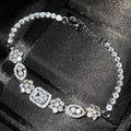 Women's geometric diamond bracelet with white gold plating and S925 sterling silver-plated copper