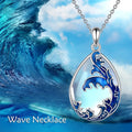 Blue alloy pendant necklace with heart design elements on a metal chain