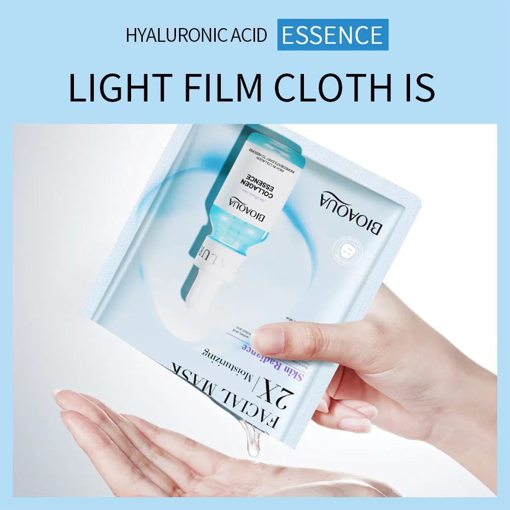 Collagen and hyaluronic acid facial sheet mask in 30g gel pack for skincare treatment