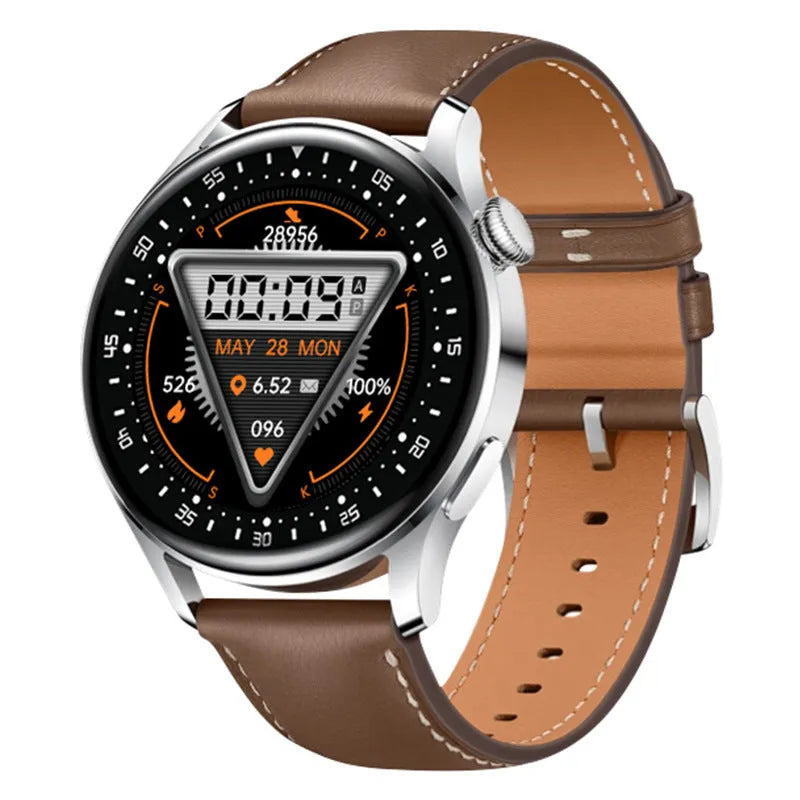 Smart watch with 1.32 inch screen showing health metrics on silicone wristband