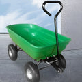 Green four-wheel plastic dumptruck with steel PP construction and 350kg load capacity