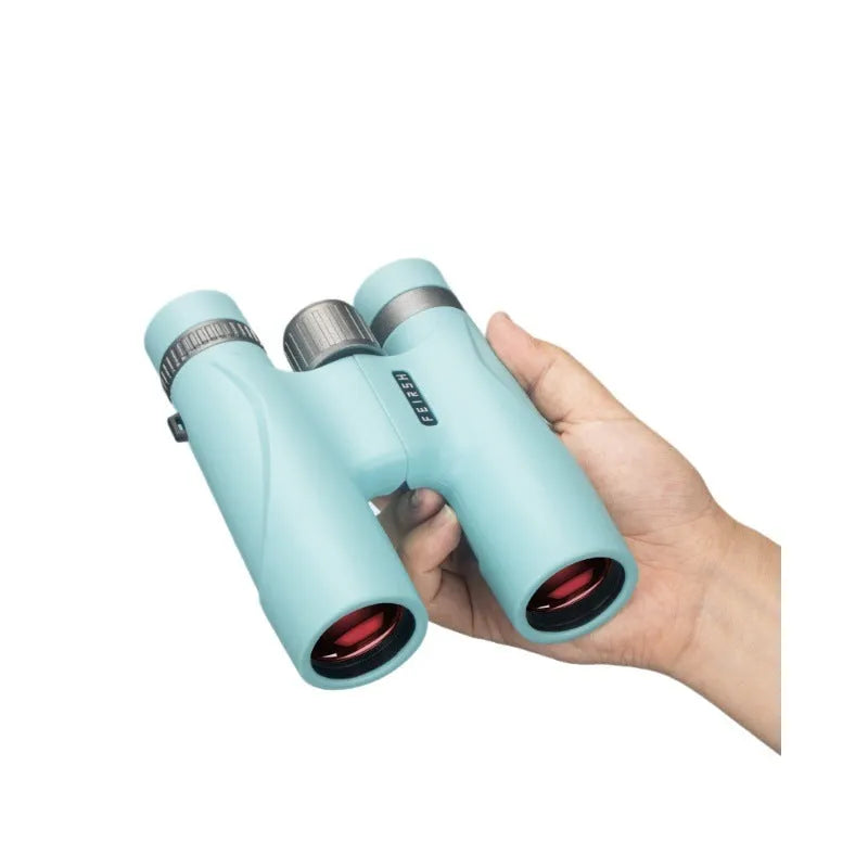 10x32 binoculars with wine red film imaging bright optical system in blue or grey colour.