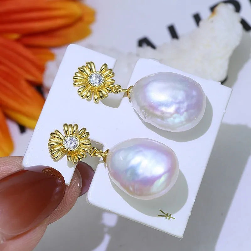 Pair of ornate baroque flower design earring frames in sterling silver, shown in gold and silver colour options.