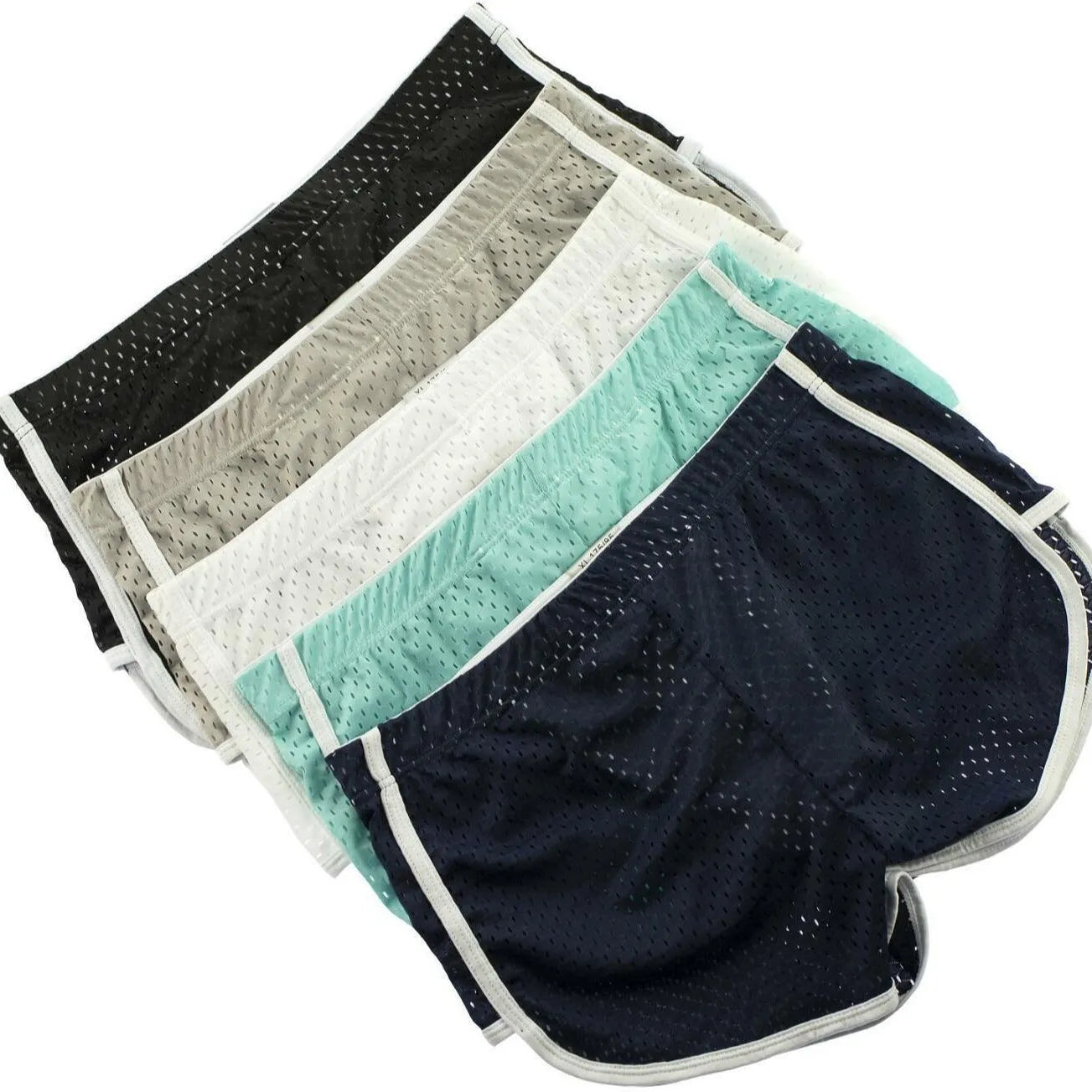Men's breathable cotton nylon boxer shorts in mid waist style on a white background.