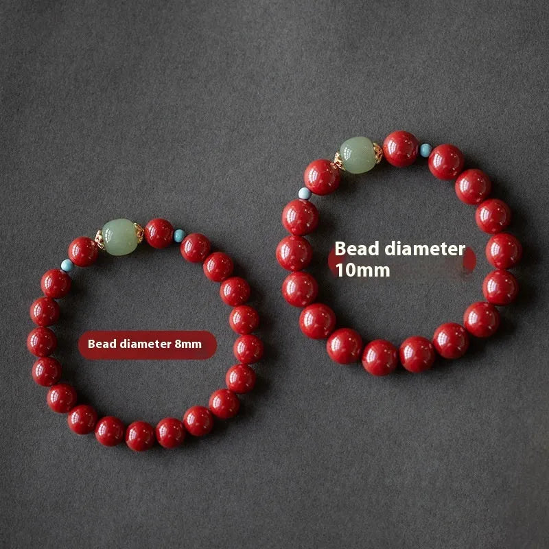 Cinnabar geometric bracelet with ellipse design in purple gold sand colour showing bead details