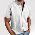 Men's loose fit short sleeve casual shirt in cotton blend fabric available in multiple colours