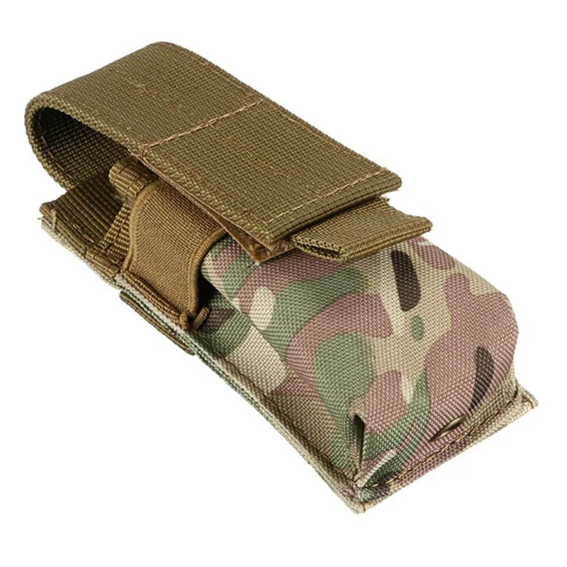 Military tactical MOLLE pouch for pistol magazines and flashlights in 600D nylon