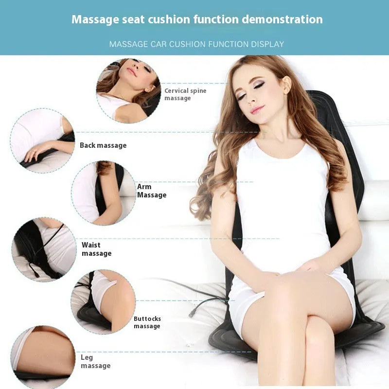 Black electric heating massage mat with infrared physiotherapy function and adjustable speed control