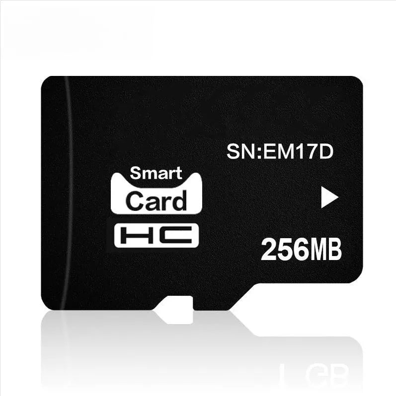 A single 256MB TF series memory card on a white background, showing its compact size.