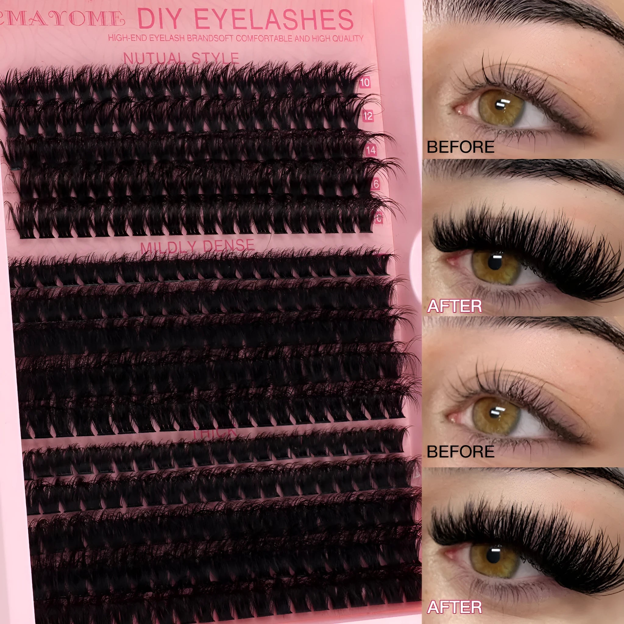 DIY false eyelashes extension suit with tweezers and segment single cluster lashes