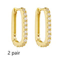 S925 sterling silver oval zircon geometric earrings in European style