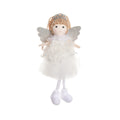 Cartoon angel fabric pendant hair clip for girls' Christmas high ponytail in white, pink, or khaki.
