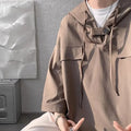 Men's hooded short sleeve t-shirt in loose fit polyester fabric