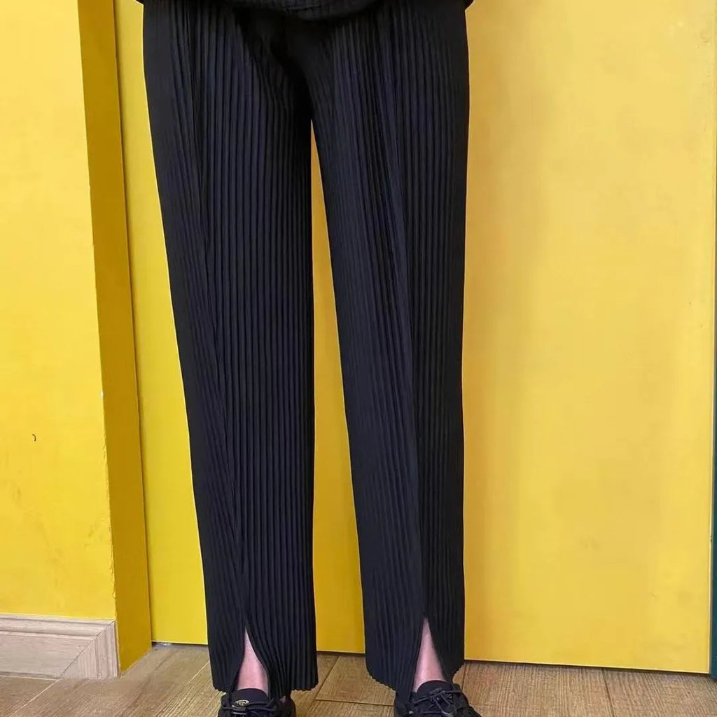 Men's casual baggy straight trousers in gray, polyester, mid waist, size M to XXL