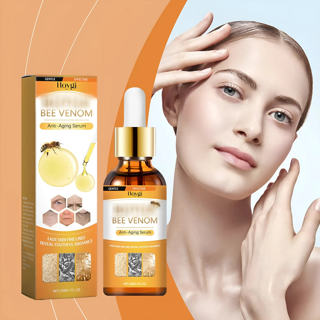 30ml anti-aging essence bottle with dropper containing hyaluronic acid and bee venom