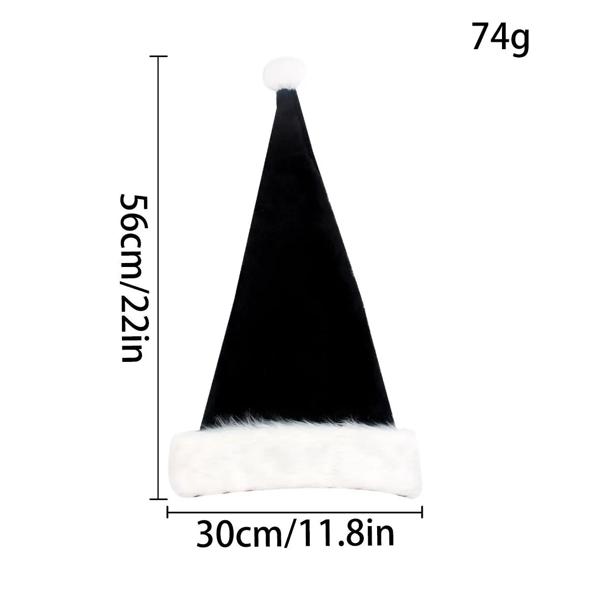 Thickened polyester Christmas hat in European classical style measuring 56x30cm