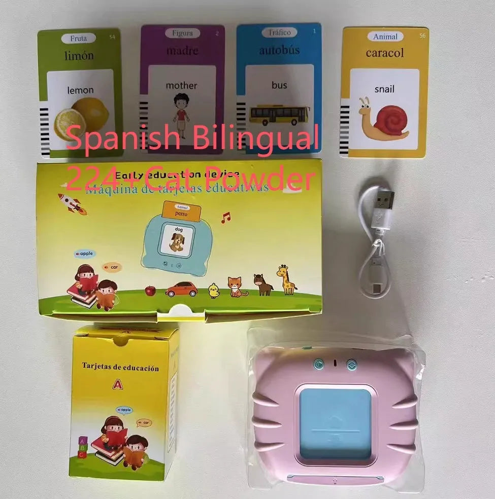 Children's English learning card with audio books showing blue colour option and card insertion