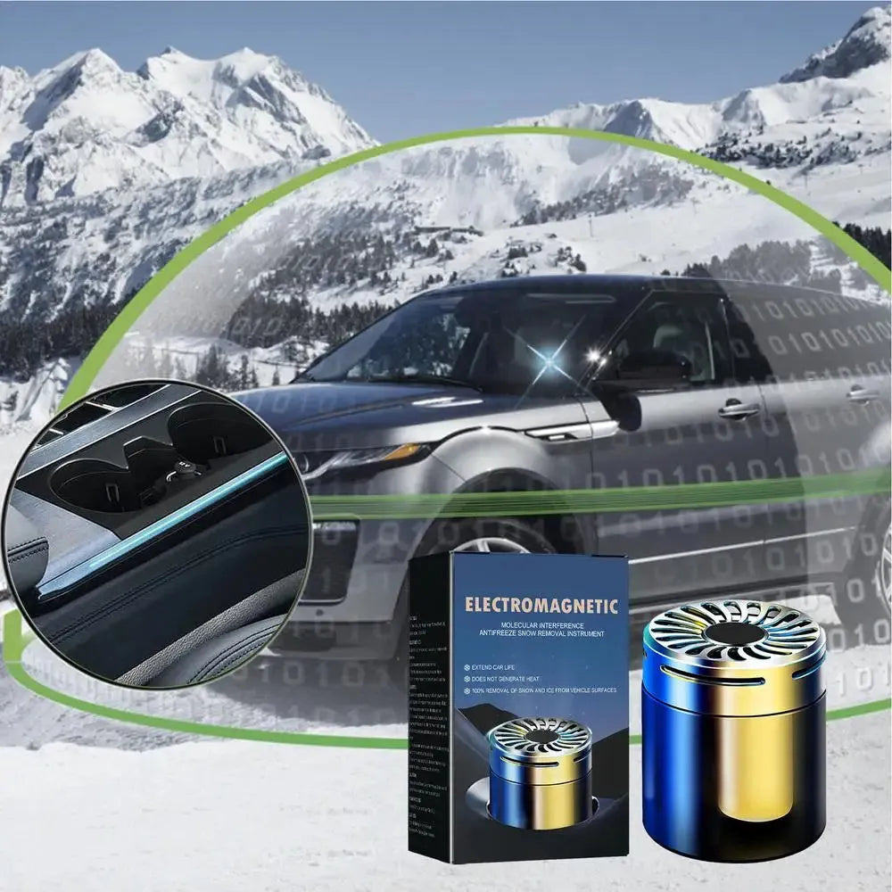Car microwave molecular deicing instrument with aromatherapy, snow removal tool, light-powered