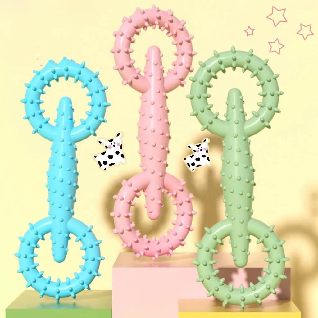 Blue TPR dog chew ring toy for puppy teething and safe chewing