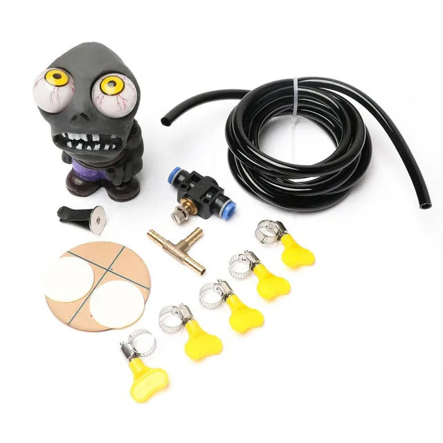 Turbo car blow-off valve ornament kit with doll decoration and pressure regulating components