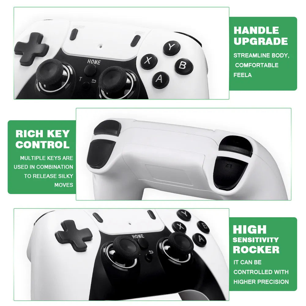 M8 PULS 4K TV game console with dual controllers, ABS plastic, nostalgic design, black colour