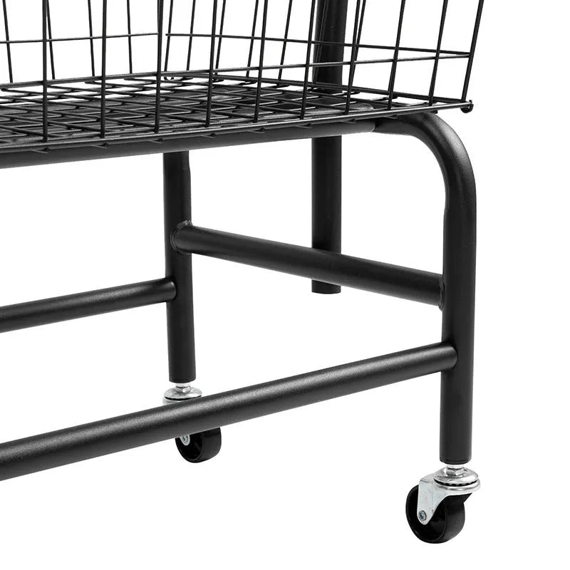 White single rod pulley storage car on castors with clothes hanger