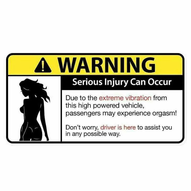 13cm comic car warning sticker in PVC material with humorous design