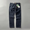 Men's straight leg jeans in primary colour cotton denim with American retro style and mid-waist design