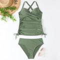 Women's solid colour nylon bikini set with high-waist briefs in leopard print