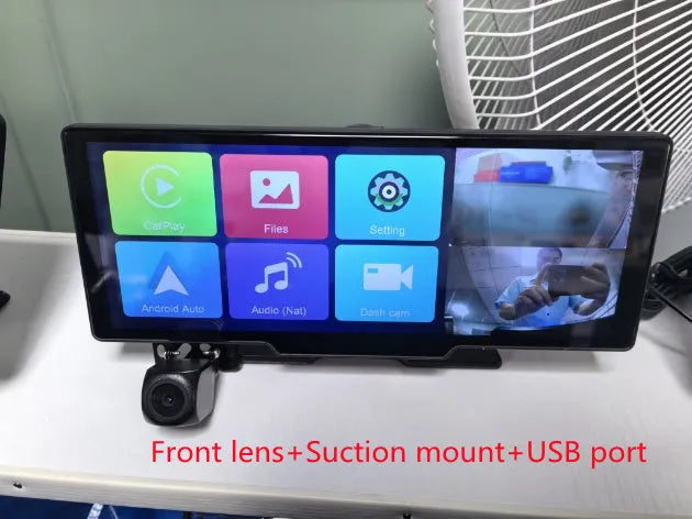 10.26-inch black touch screen car navigation device with dual recording cameras