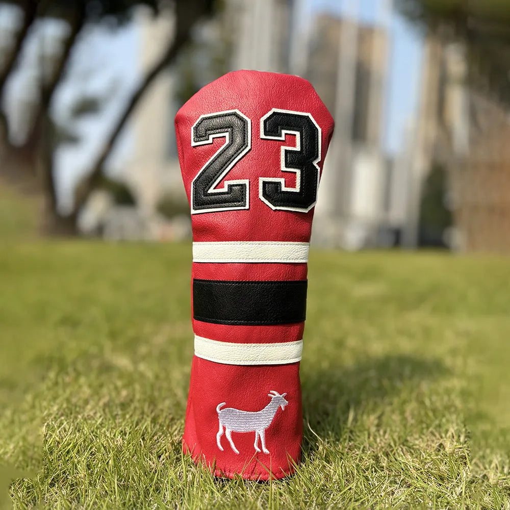 Set of four Ram PU golf club headcover sleeves for driver, fairway woods, and utility iron.