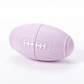Silicone rugby ball dog toy with treat holes in blue colour