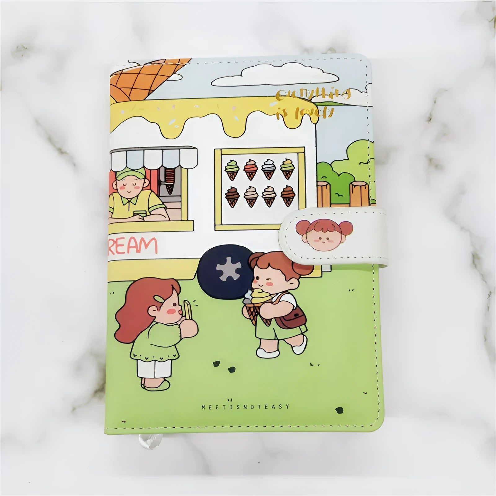 A5 PU leather hand ledger notepad with thread binding and themed cover design