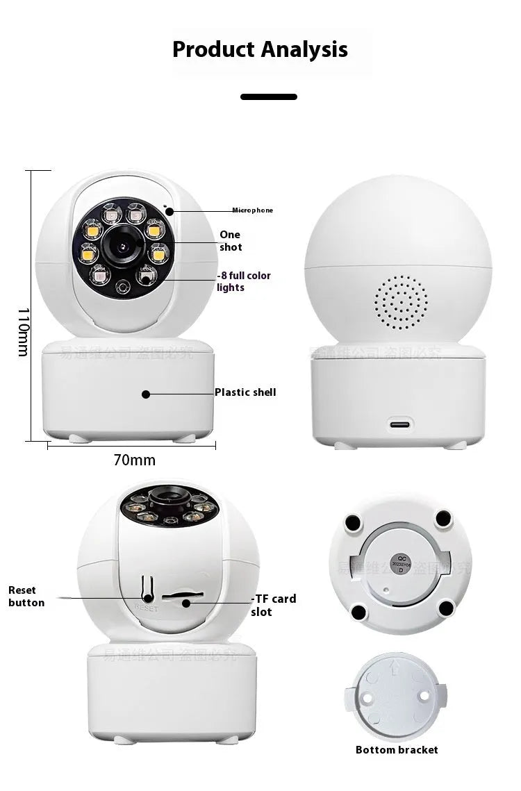 Indoor ceiling-mounted 1080p HD home security camera with panorama lens on a white ABS plastic housing.