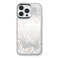 Transparent iPhone case with three-in-one mirror design and bow decoration for iPhone 15 Pro Max