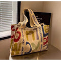 Canvas women's tote bag with printed pattern and shoulder strap design