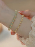 Natural Hetian jade bracelet with manual craft princess running bead design
