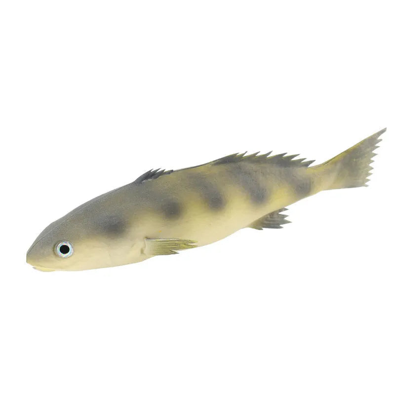 Set of three PU simulated fish model ornaments including yellow-fin tuna and small tuna for aquarium decor