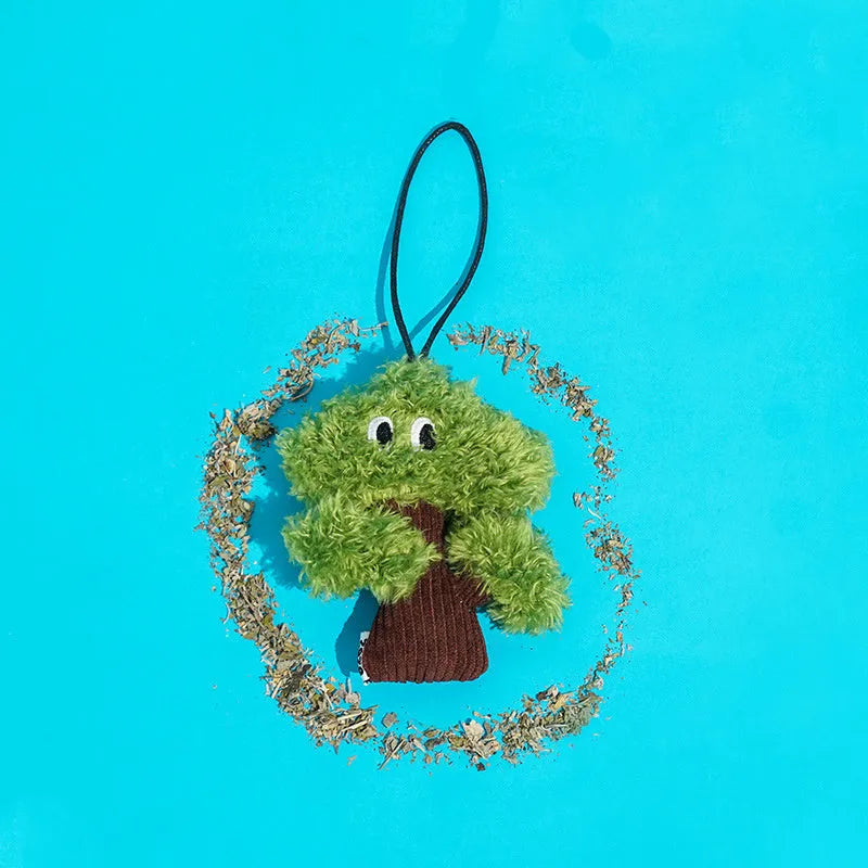 Pine tree cat mint toy bag pendant in three sizes for interactive feline play
