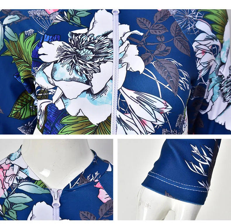 Yellow flowers printed one-piece boxer swimsuit with nylon fabric construction