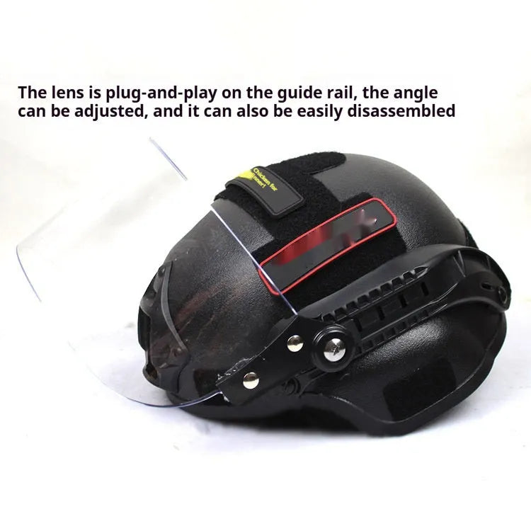 Transparent anti-riot tactical helmet with explosion-proof mask in black, green, sand or grey colours