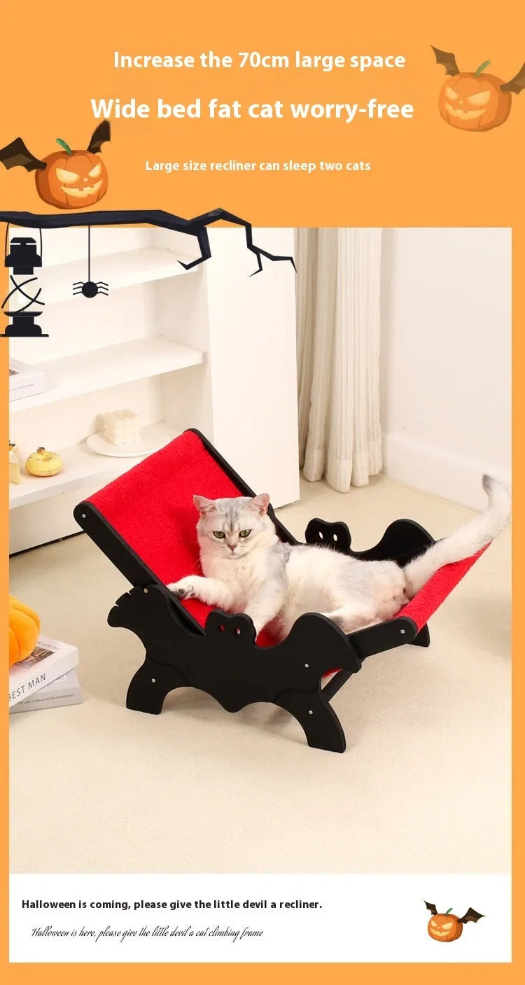 MW-054 black and red wooden cat recliner bed with climbing platforms