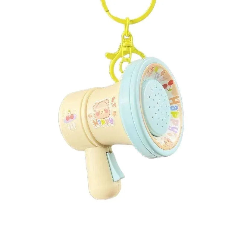 Cartoon recording small horn keychain toy ornament in green and yellow colours