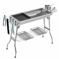 Large stainless steel portable barbecue oven with charcoal stove and turnover design