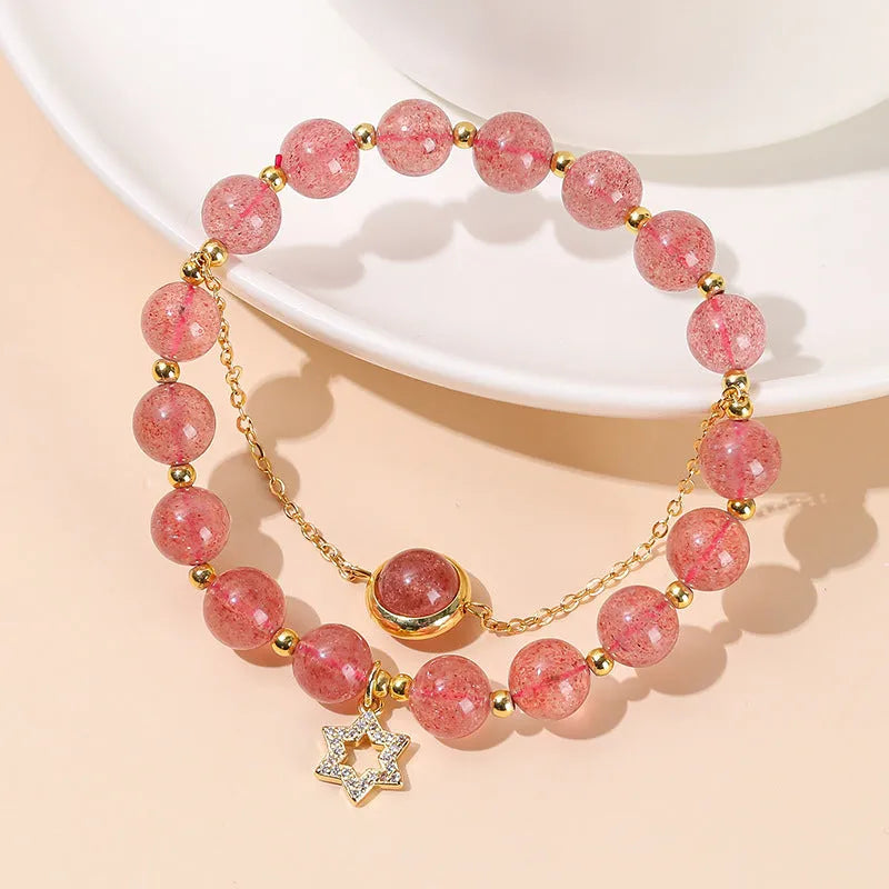 Handmade green crystal jade bracelet in New Chinese style for women.