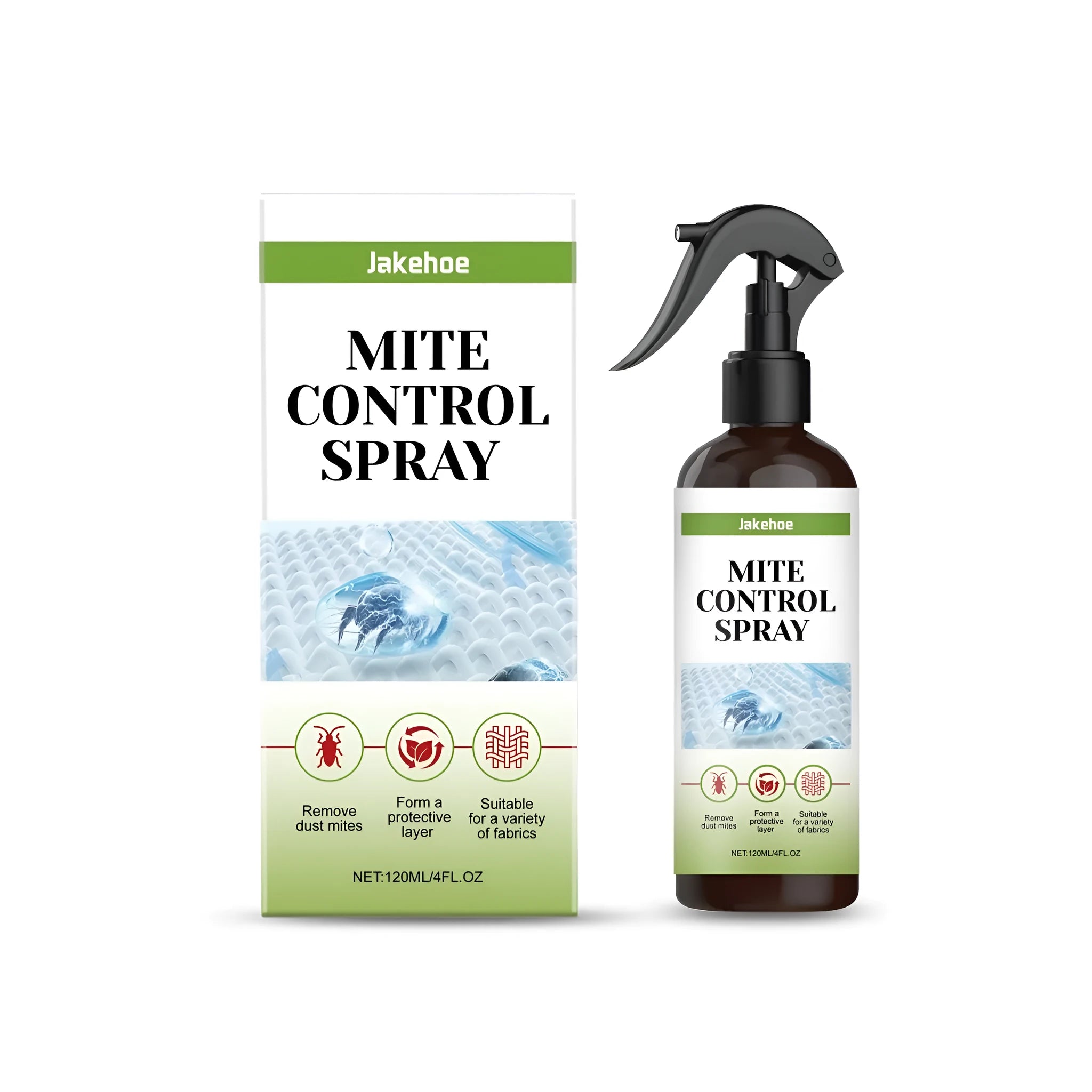 120ml bottle of mite control spray for use on beds and soft furnishings