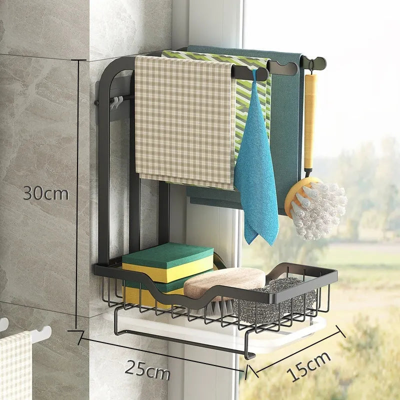 White foldable plastic kitchen drying rack in new Chinese style, shown in desktop and wall-mounted configurations.
