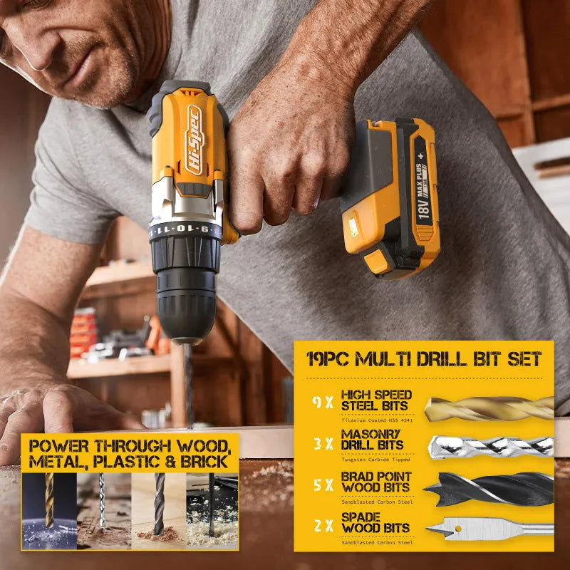 Grey yellow case open to show 82-piece chrome-vanadium steel home repair tool kit for furniture assembly.