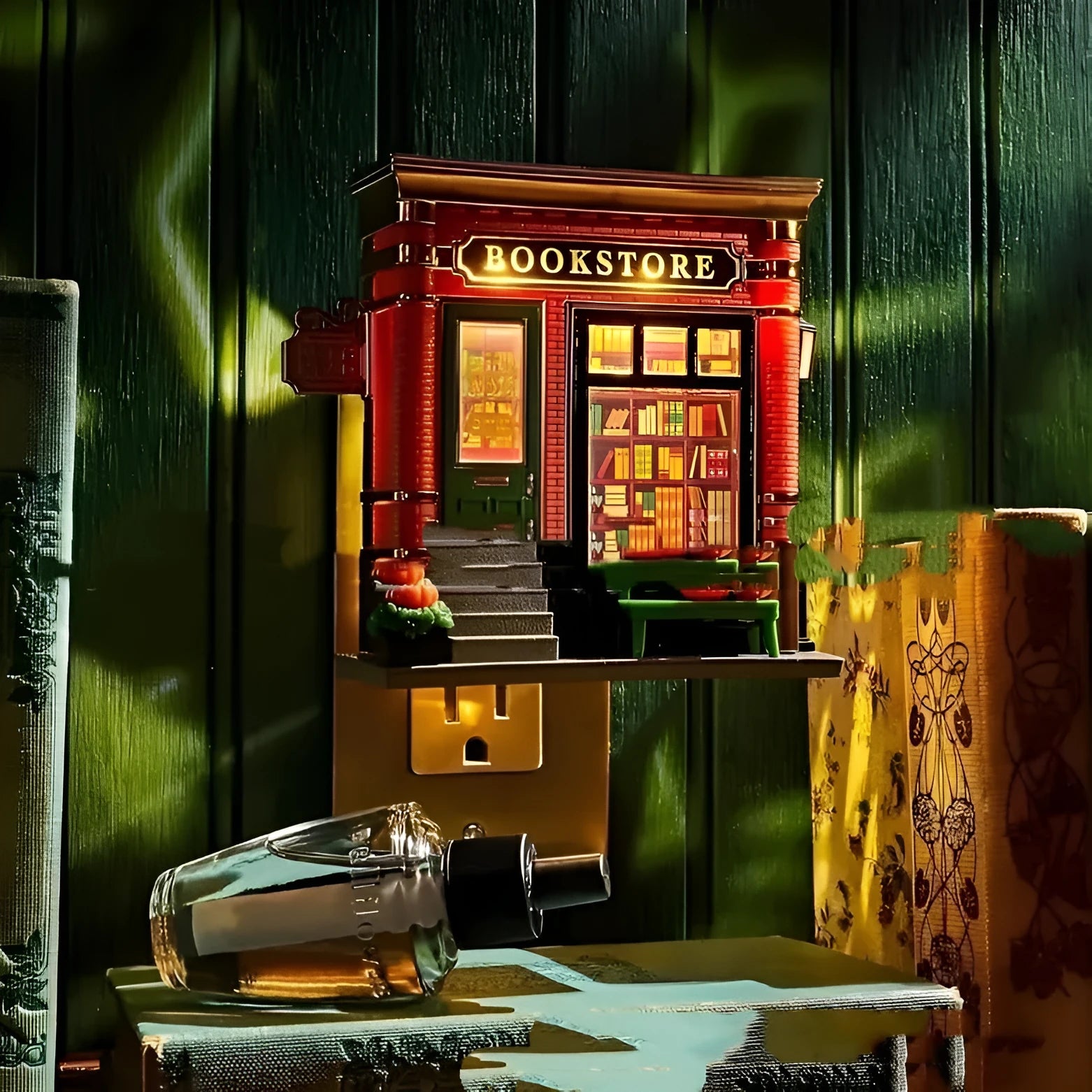 Cartoon house-shaped resin night lamp ornament with Christmas decorative lighting
